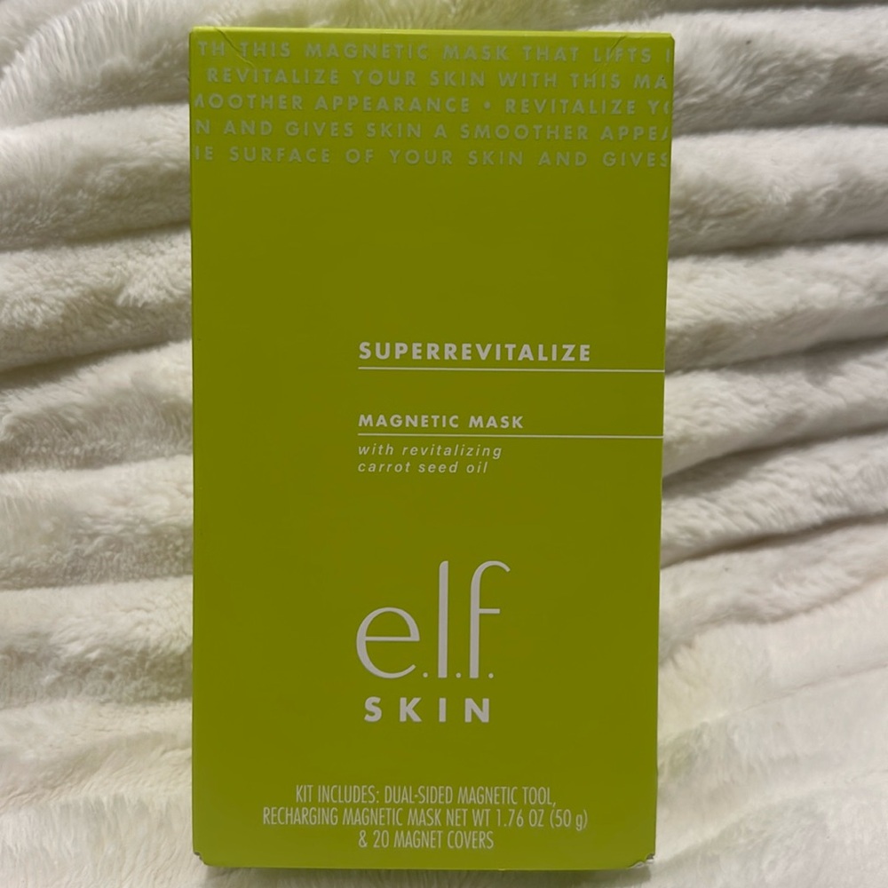 E.L.F Skin Super Revitalize Magnetic Mask with revitalizing Carrot Seed Oil.